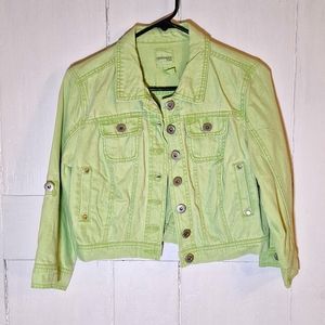 Crop lime green denim jacket